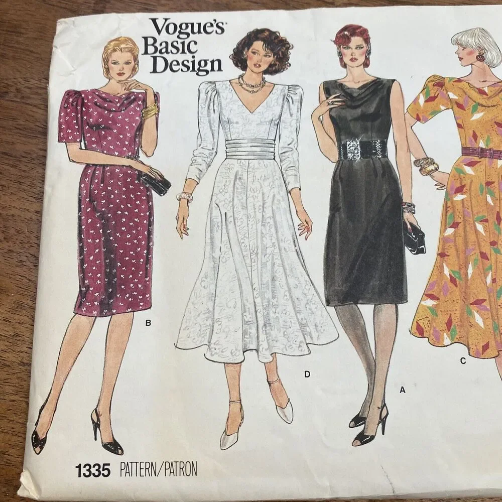 Vintage Vogue Sewing Pattern 1335 Basic Design Dress in 3 lengths Size 6-8-10